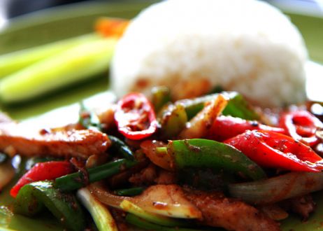 Black pepper pork grill with rice